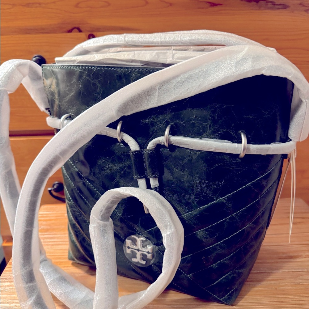 Tory Burch Dark Green Leather Bag NEW